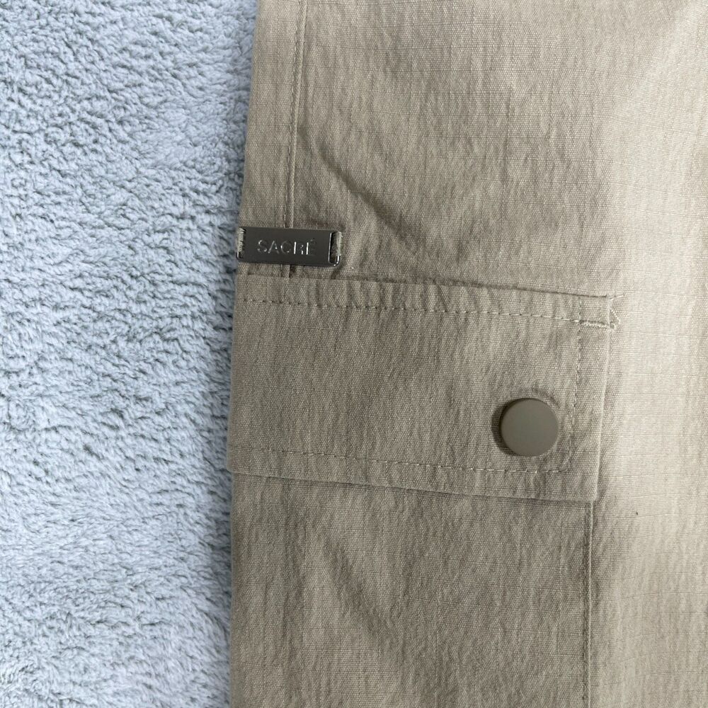 Sacre Pants Men's XL Tan Cargo Pockets Tapered Leg Logo Drawstring Ankle Zip - Picture 4 of 11